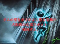 幽霊の赤ん坊がダムを登るシーンのイメージ画像