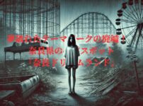 奈良ドリームランドの廃墟に佇む白い服を着た少女の幽霊のイメージ画像