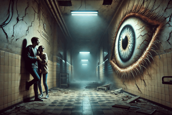 旧相武病院の壁に描かれた目のイメージ画像