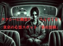 青山霊園でタクシーに乗り込む幽霊のイメージ画像