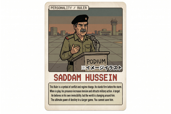 イルミナティカード『Saddam Hussein（サダム・フセイン）』イメージイラスト